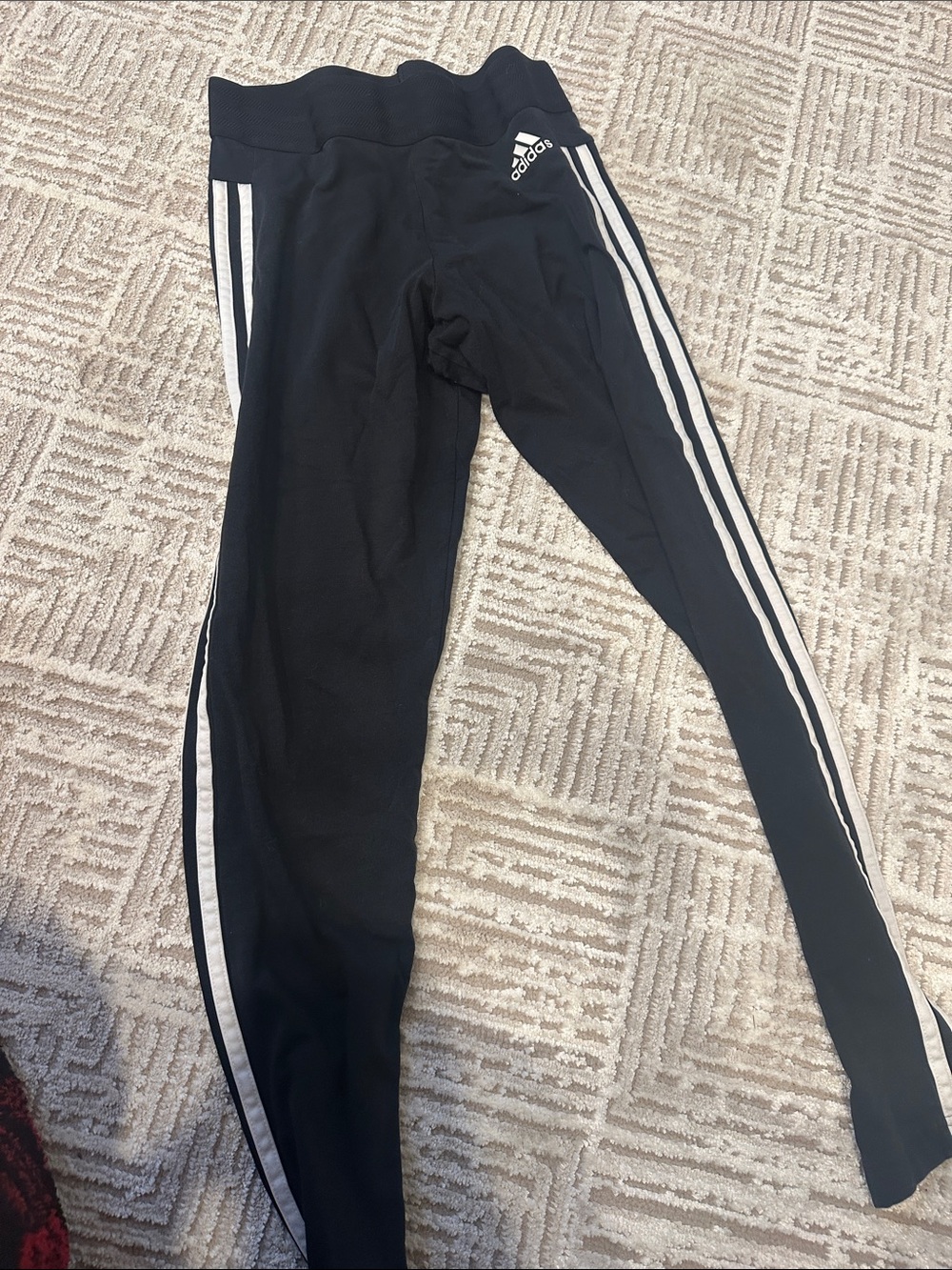 adidas Black Leggings with White Three-Stripes